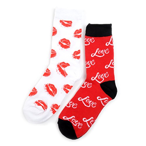 Valentine's Day Soft Crew Socks XOXO Kiss Hug Love Prints, Women's